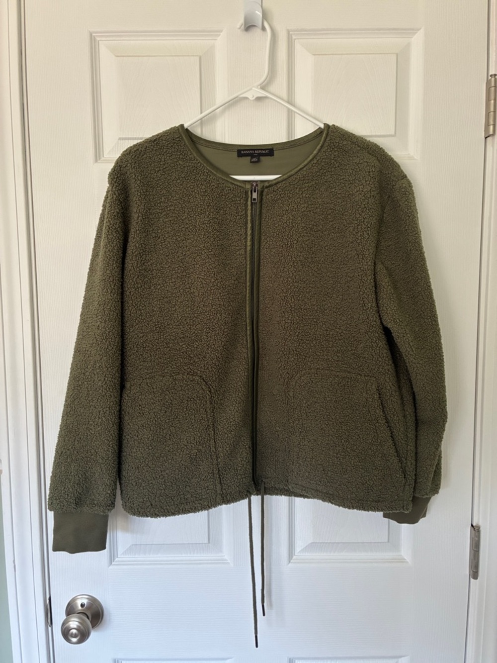 Banana Republic Olive Green Sherpa Zip-Up Jacket